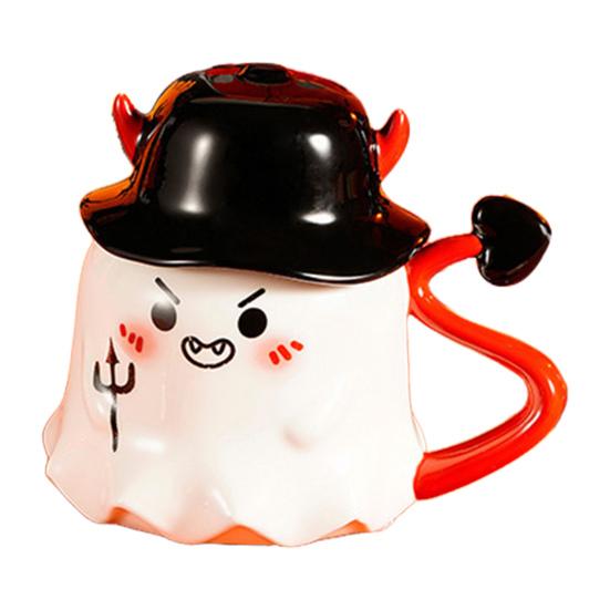 Halloween Coffee Mug Ghost Wearing Hat Shape Ceramic Cup Dishwasher Safe Festive Mug Seasonal Decoration Gift