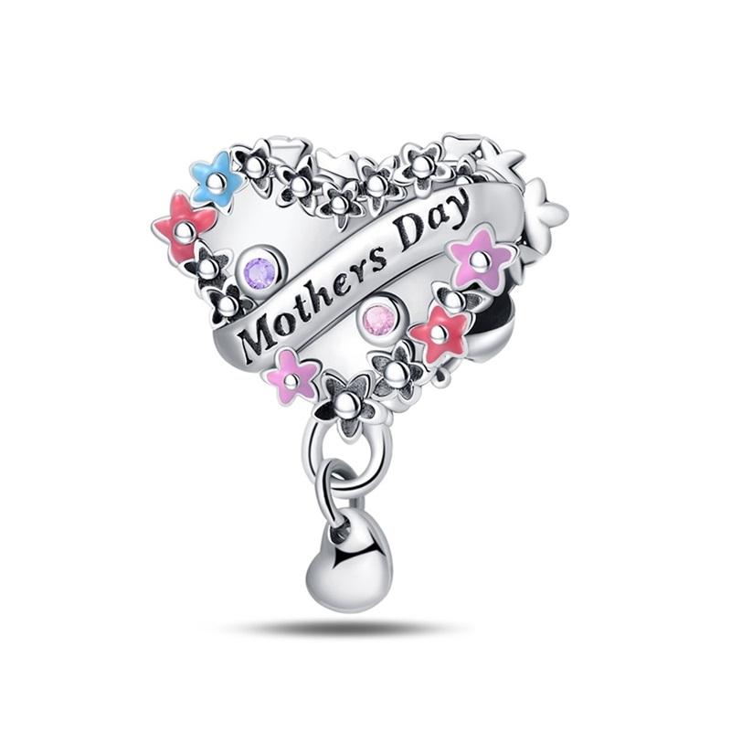 2024 New S925 Silver Color Mirror Family Baby Shoes Charms Beads Fit S925 Original Bracelets DIY Mother's Day Jewelry Gift