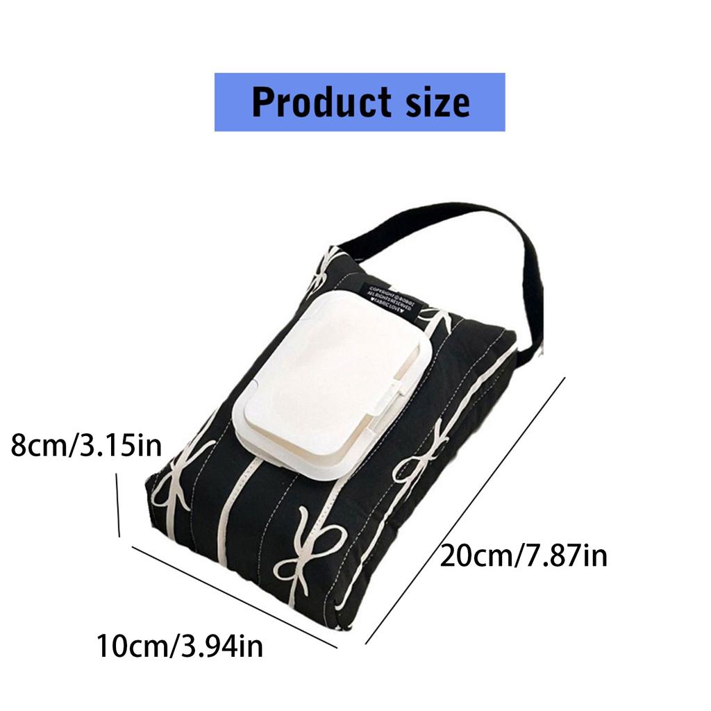 Прочный хлопковый набор для хранения влажных салфеток, стеганый бант с полосками, мягкий держатель для салфеток для путешествий для мам, которые всегда в пути