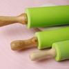 1pcs Silicone Rolling Pin With Solid Wood Handle, Household Rolling Pin, Non-stick Dumpling Flour Kneading Baking Tool Kitchen Tool