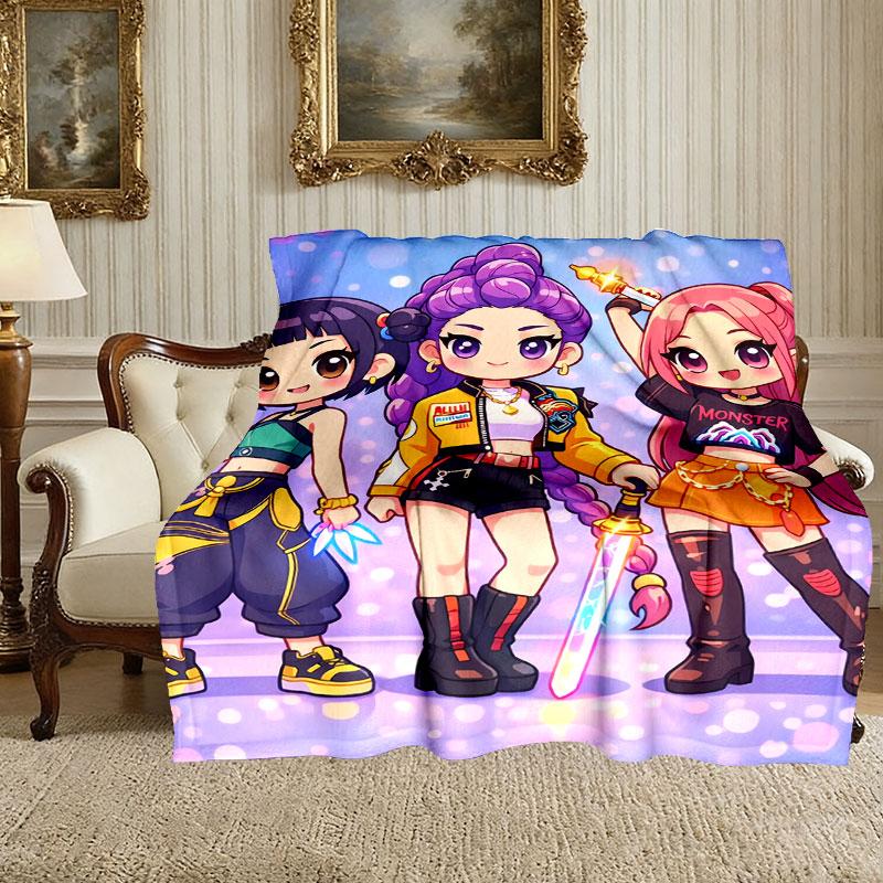 Soft Kpop Demon Hunters Blanket Perfect for Snuggling Up on the Sofa, Ideal for Cozying Up in the Bedroom