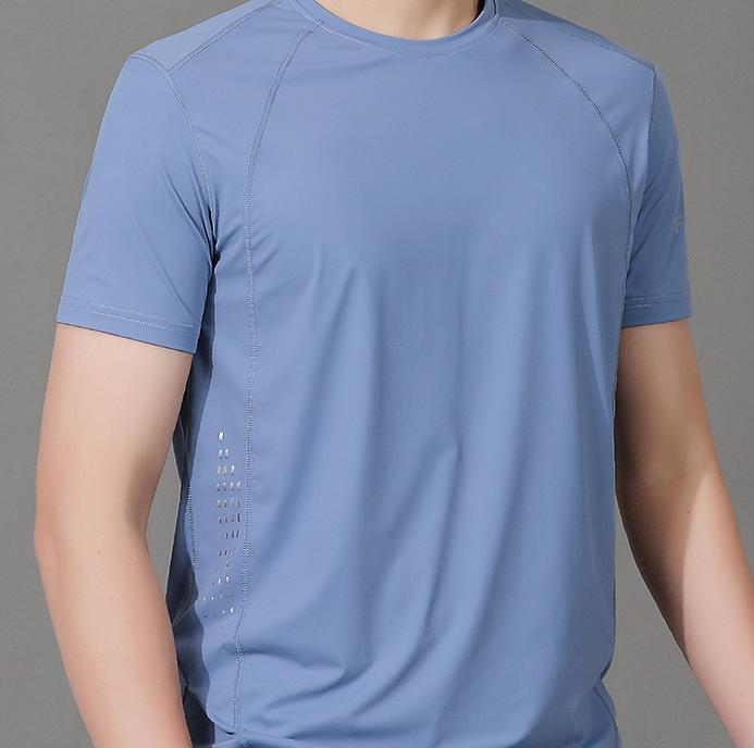 Футболка размера плюс с короткими рукавами из ледяного шелка для мужской быстросохнущей одежды, летний дышащий эластичный костюм для фитнеса, верхняя спортивная футболка для бега