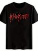 Черная футболка с ярким красным принтом "HALESTORM" - Повседневная с круглым вырезом