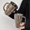 Silver Coffee Mug With Handle Stylish Milk Cup Polished Stainless Steel For Office Home Everyday Use