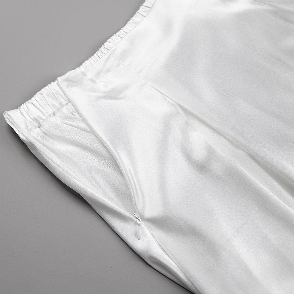 Женская летняя элегантная атласная однотонная юбка с высокой талией, повседневная трапециевидная юбка с оборками