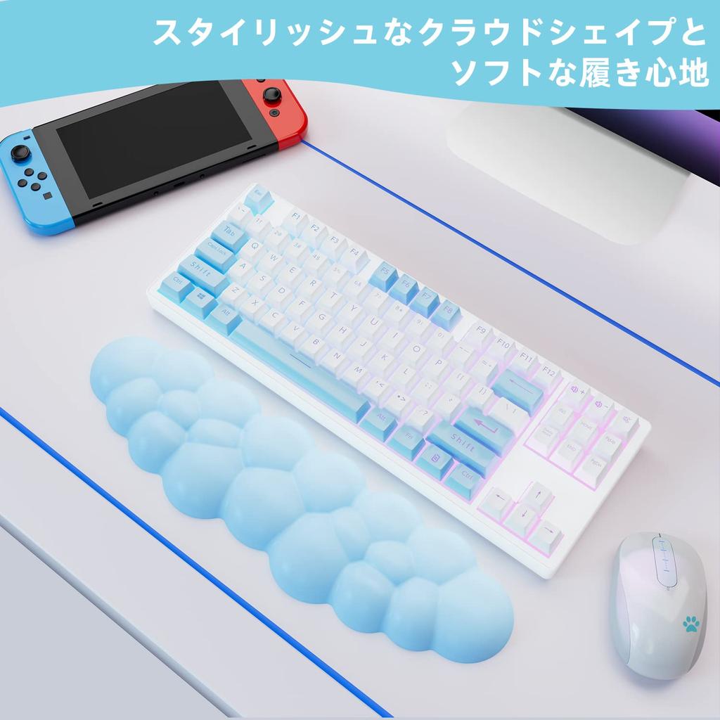 Подставка для запястья клавиатуры Белая Подлокотник для компьютера Облачная подставка для рук Подушка для запястья Облачная подставка для ладони Снижение усталости Мягкий материал Эргономичная Милая Подходит для