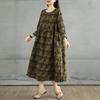 2025 Women Plus Size Spring Long Dress New Oversize Vintage Long Sleeve O-Neck Loose Casual Maxi Floral