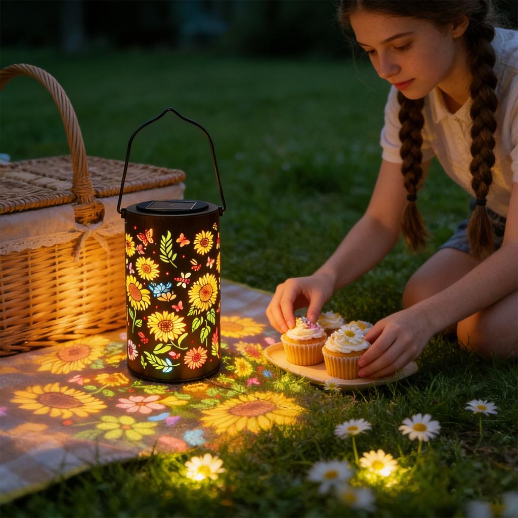 Solar-powered Wrought Iron Openwork Hanging  For Balcony Gardens, Outdoor Courtyard Lights, Decorative Camping Lights