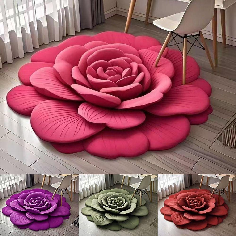 Коврик на пол в форме пиона, мягкий дверной уплотнитель для гостиной, чайного столика, прикроватной тумбочки