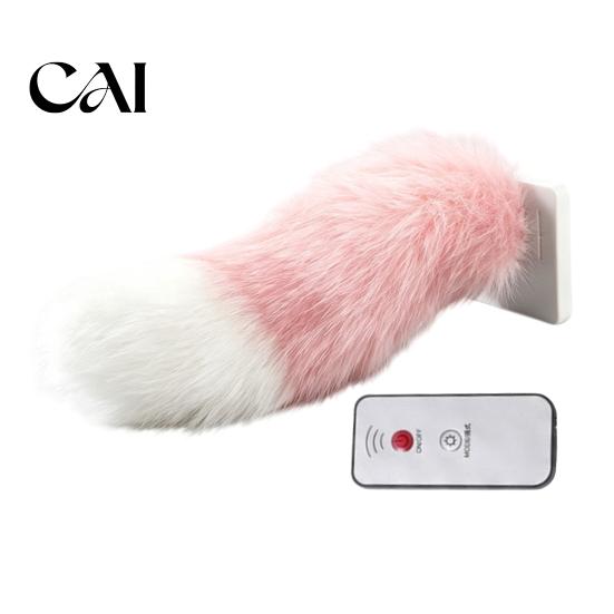 Plush Tail Decoration Electric Wagging for Car, Remote Control Fluffy Animal Decor, Sound Activated Moving Fur Trunk Ornament Cosplay