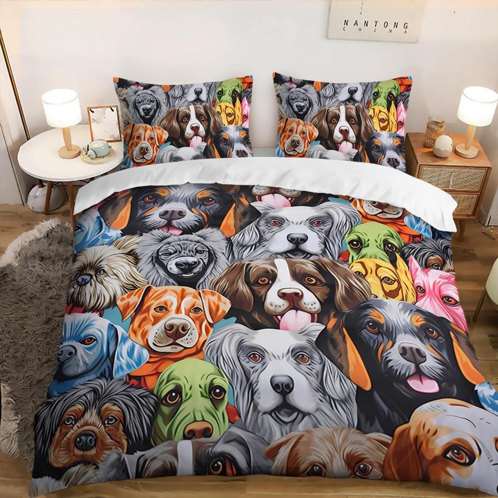 Комплект постельных принадлежностей из трех предметов с 3D-цифровой печатью в виде щенка