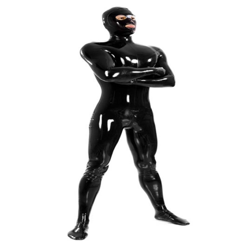 Классический стиль, 100% латекс, чистый черный, крутой комбинезон, резиновые колготки для всего тела, размер S-XXL