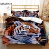 Пододеяльник Тигр Мягкий стеганый чехол Микрофибра Животное Постельное белье Тигр Узор Покрывало для декора комнаты Постельное белье Спальня