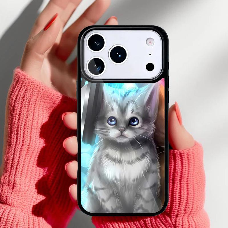 Милый чехол для телефона с животным-кошкой для iPhone 17 16 15 14 13 Pro Max Задняя крышка для 12 11 Pro Coque