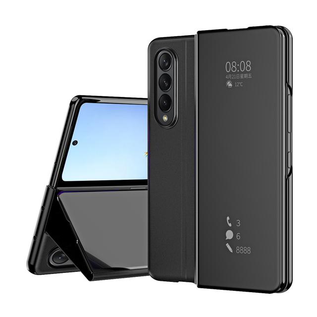 Умный флип-чехол для Samsung Galaxy Z Fold 4 3 5g с зеркальным покрытием, подставка из искусственной кожи, противоударный чехол для телефона Funda Z Fold 2 4 5g
