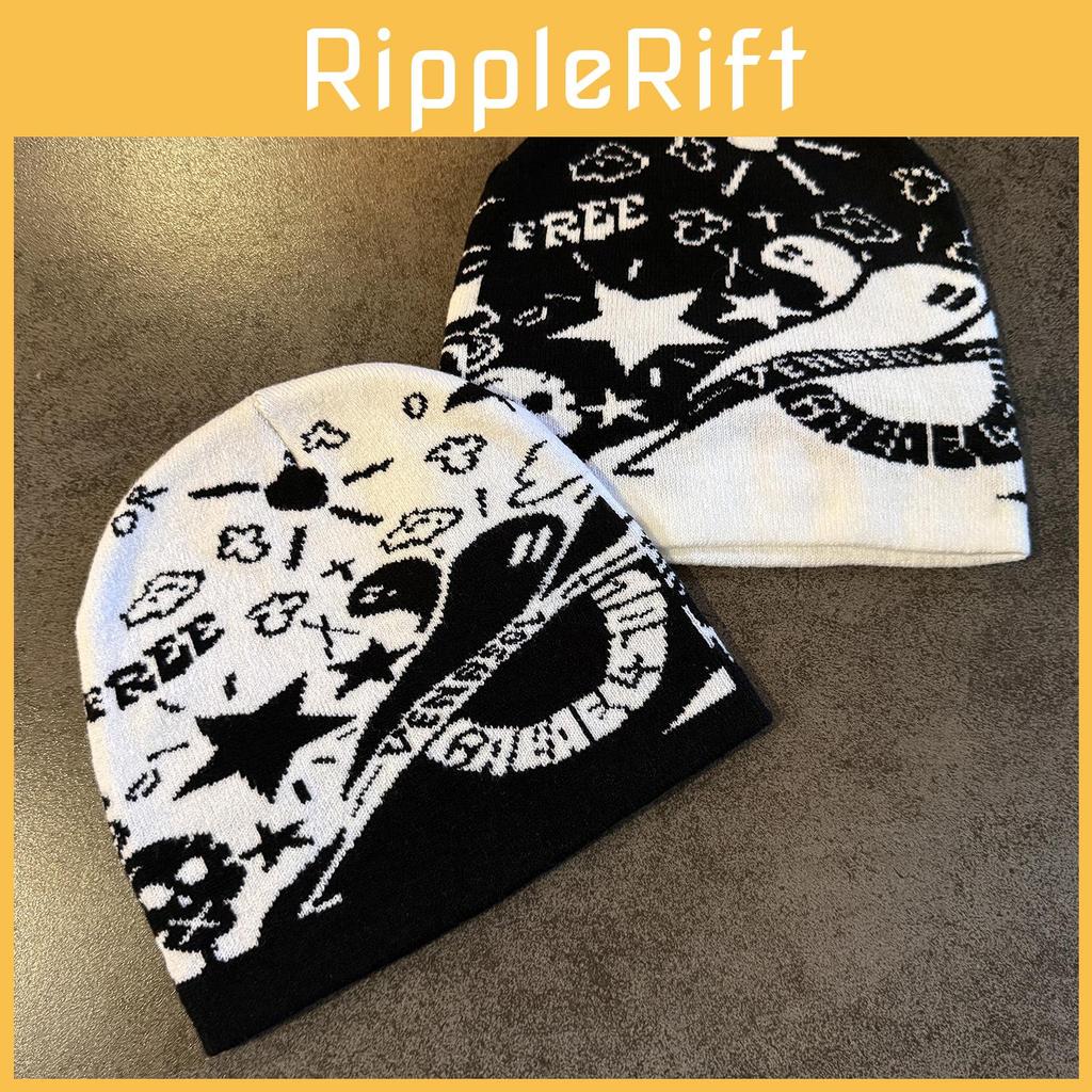 Halloween Skull Ghost Star Knit Hat With Warmth For Winter Adults And Teens