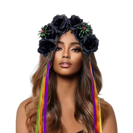 Женская атласная повязка на голову с красочным цветочным декором, обруч для волос яркого цвета.