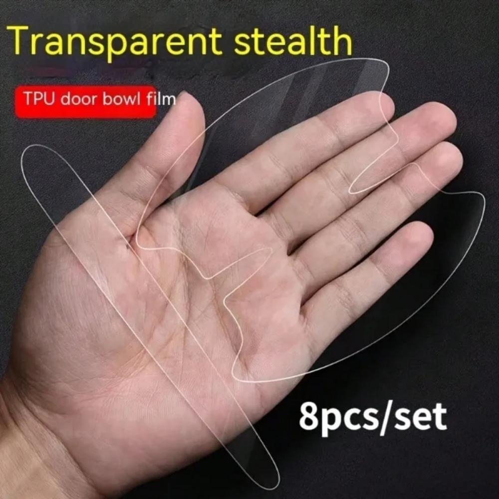8 шт./комплект Наклеек на ручки дверей, Устойчивые к царапинам ручки, Наклейки на углубление ручки, Декоративные пленки, Защитное оборудование для автомобиля