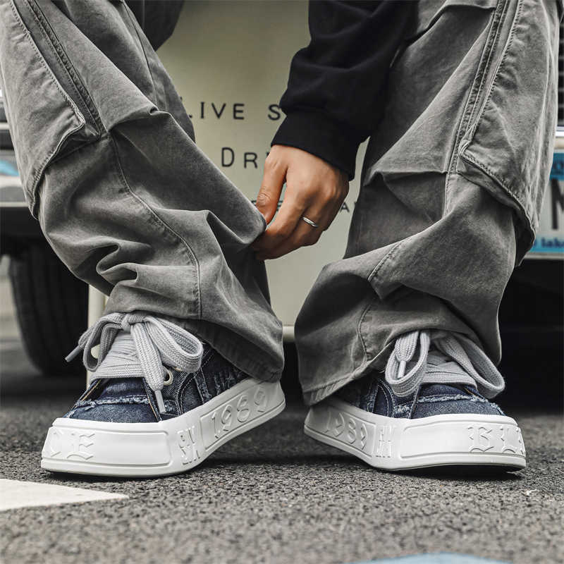 Модные демисезонные кроссовки из экокожи на плоской подошве для мужчин, высокие кроссовки, синие ботильоны, спортивная коллекция, спортивно-повседневный стиль, тени