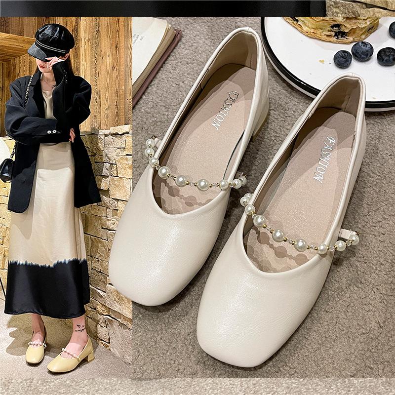 Туфли-лодочки «Мэри Джейн» от Fairy Wind, женская обувь, новинка весны и лета 2025 года, новые туфли на плоской подошве с квадратным носком и жемчужной мягкой подошвой