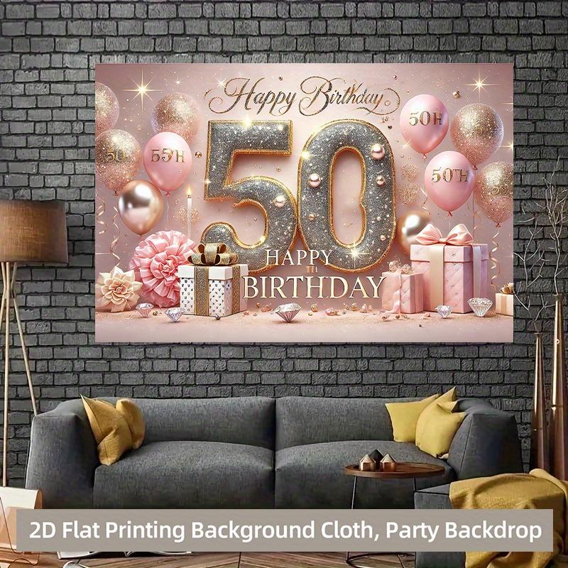 1 piece of 2D background fabric, a vibrant polyester background fabric for celebrating a 50th birthday with joy