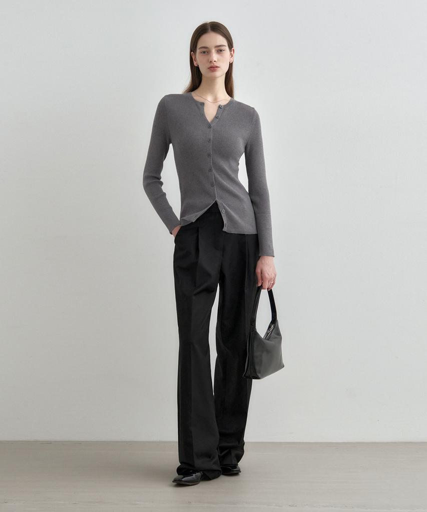 MONGDOL Однотонные широкие брюки со складками Черный Mdpt025Black