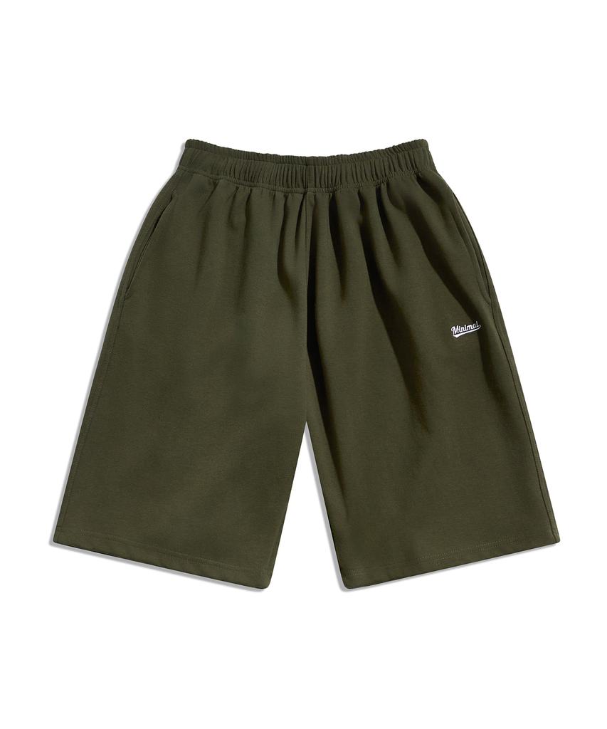 MINIMALPROJECT Minimal Embroidered Logo Wide Half Pants Msp305 [Khaki]