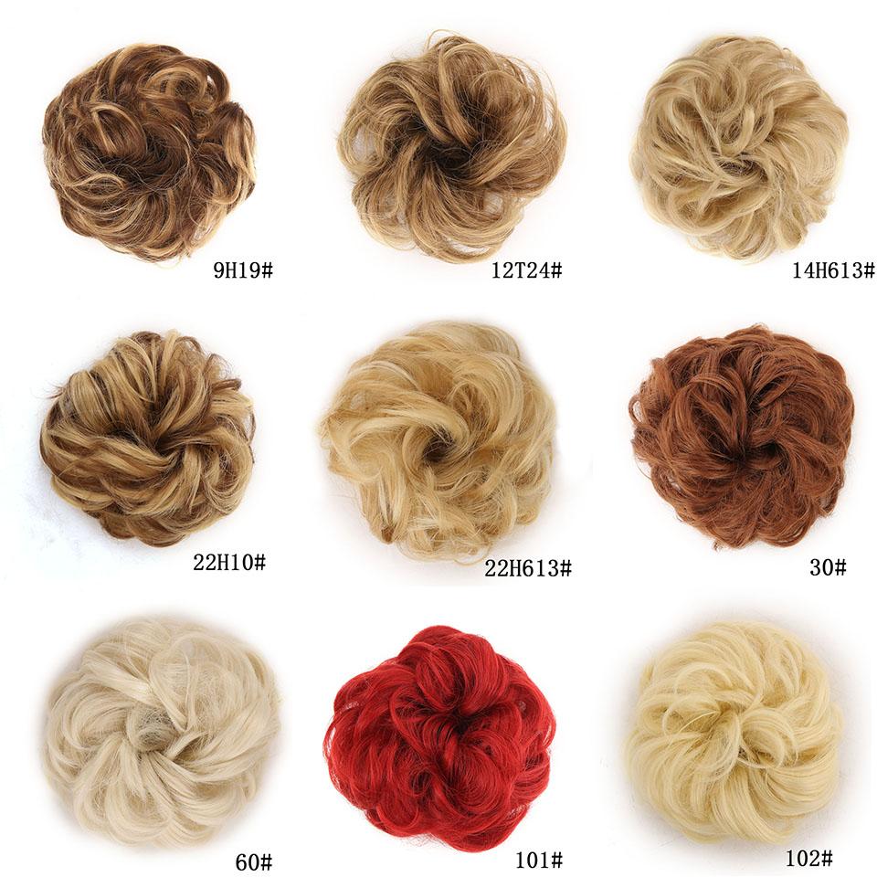 Messy Scrunchies Synthetic Hair Bun With Elastic Band Natural Fake Hair Tie Pieces Ponytail Colored Black Purple Pink Green Gray For Woman Chignon