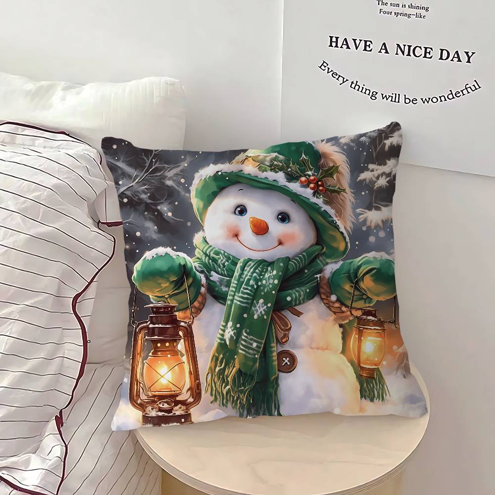 Christmas Snow-manS Cushion Cover Pillowcase Upholstery Sofa Throw Pillow Home Decor Pillowcas