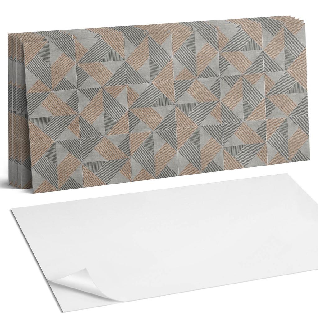 Kafelki Z Nadrukiem Samoprzylepne Winylowe Geometryczny Wzór W Trójkąty 6X60X30 Cm