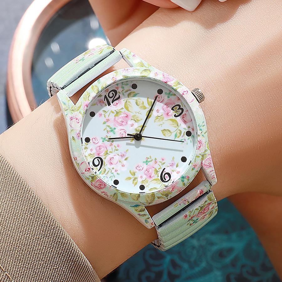 New Fashion Woman Luxury Adjustable Spring Band Bracelet Watch Women Flowers Stainless Steel Clock Quartz Watches Reloj Mujer