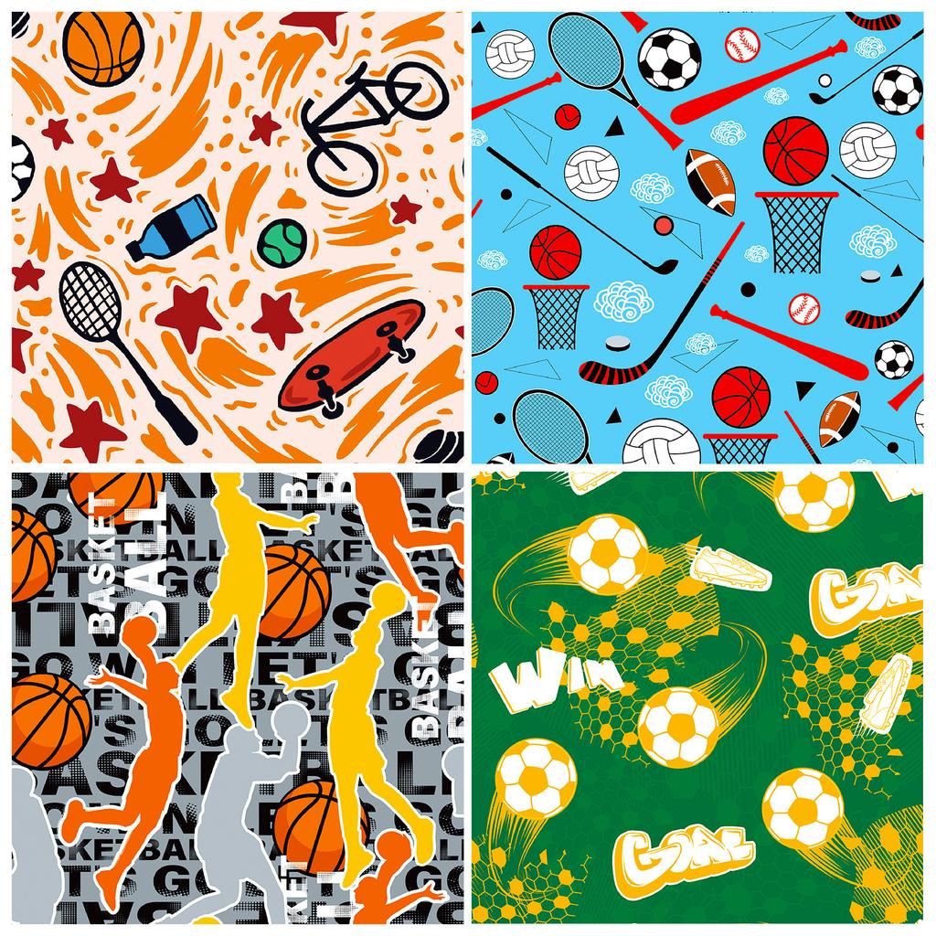 12 Packs Of Each Sports-Themed American Ball Sports Handbook Non-Adhesive Backing Paper Material Paper