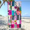 Large Microfiber Beach Towel 2D Flat Printed Colorful Patchwork Sand Free Soft Absorbent Bath Towel For Beach Pool Travel 1PC