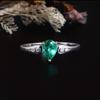 Simple Classic Design Created Pear 5*7mm Emerald Nano Ring 925 Sterling Silver Fine Jewelry for Women Daily Wear