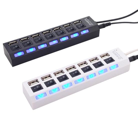 7-портовый USB 2 высокоскоростной адаптер-хаб-разветвитель с переключателем ВКЛ/ВЫКЛ для ноутбука/ПК