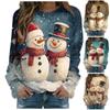 Women Christmas Snowmen Print Casual Hoodies Loose Fit Long Sleeve Sweatshirts Streetwear Casual Pullover Tops