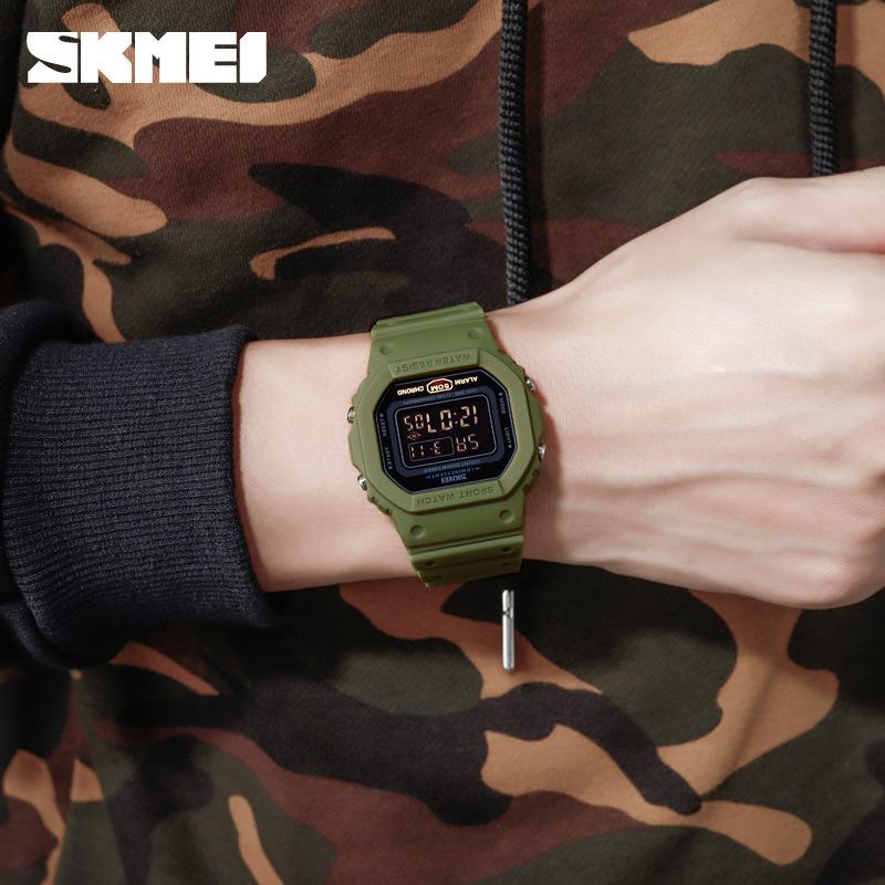 Skmei Moment Beauty Мужские цифровые электронные часы, противоударные, пластиковые, светодиодные, со штыревой пряжкой, студенческие, уличные, квадратные, для пар, спортивные часы