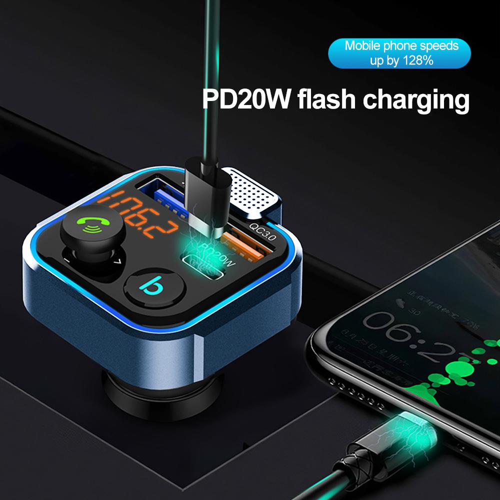 Wireless Bluetooth 5.0 Handsfree Car Fm Transmitter Dual USB Car Charger Auto Radio Fm Modulator Mp3 Player Black Adapter