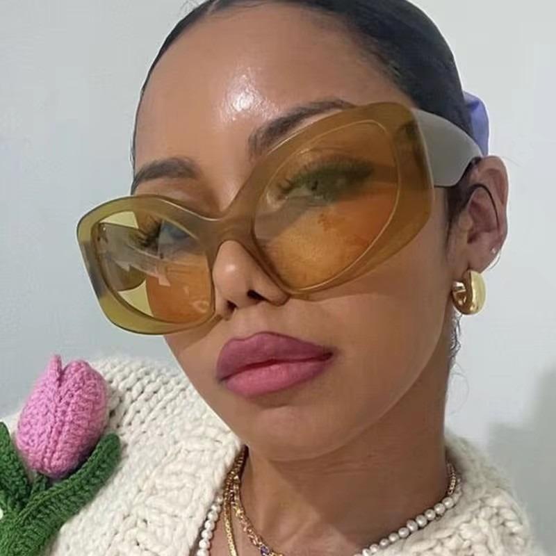 Неполяризованные большие солнцезащитные очки для женщин, модные овальные футуристические массивные солнцезащитные очки в стиле Y2k, изогнутые округлые очки