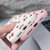 Чехол из мягкой противоударной матовой кожи с вишневым узором для iPhone 16 Pro 15 14 13 12 Pro Max 11