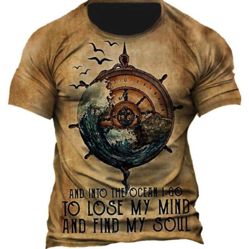 Летние модные мужские футболки в стиле ретро с рисунком пива в Европе и Америке, трендовые индивидуальные винтажные футболки с круглым вырезом и короткими рукавами с принтом