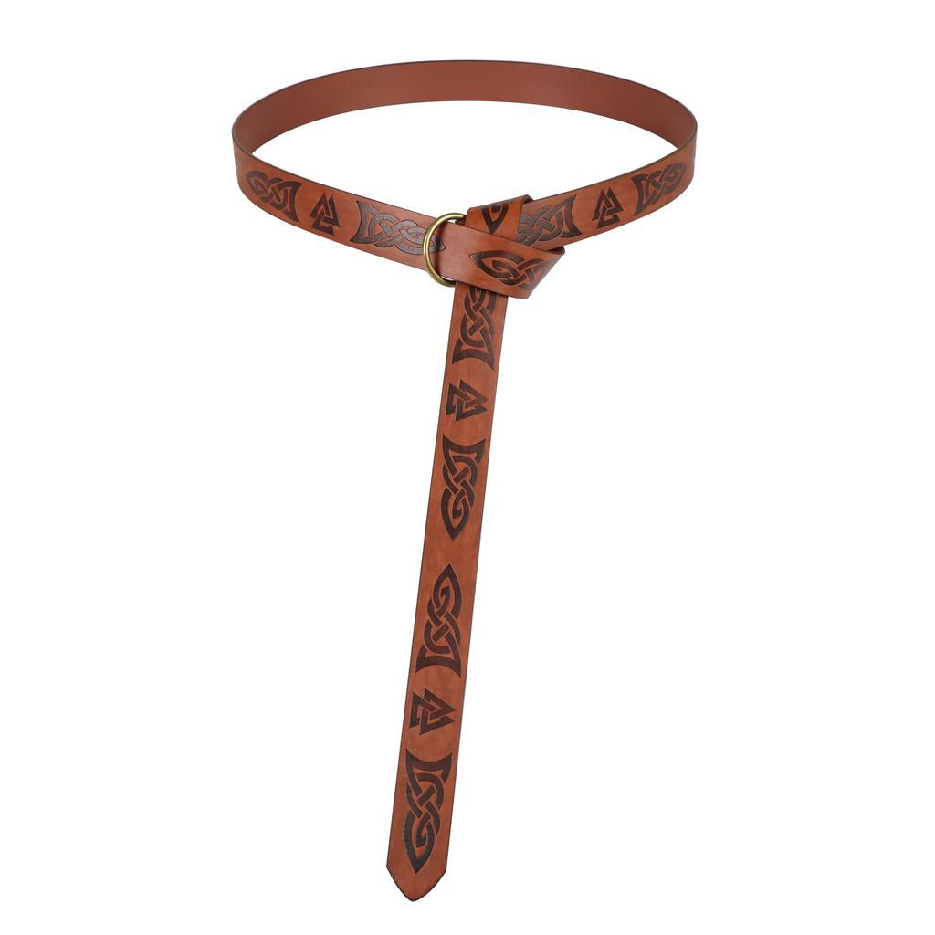 Ренессансный пояс из ПУ кожи, пояс с принтом для косплея викинга, для костюмов средневековой ренессансной ярмарки