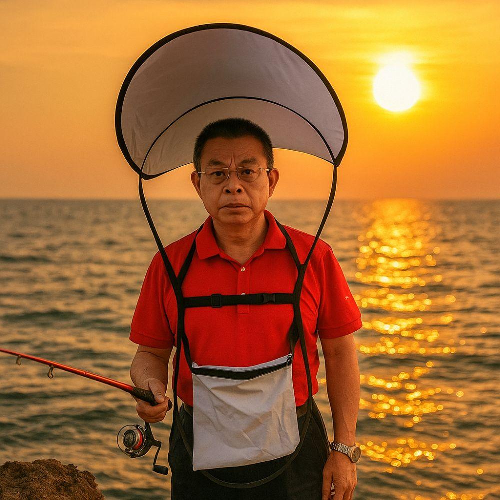 Большая рыболовная шляпа-зонт Защита от солнца Складной Двойной плечевой зонт Свободные руки Широкие поля Шляпы от солнца для пеших прогулок