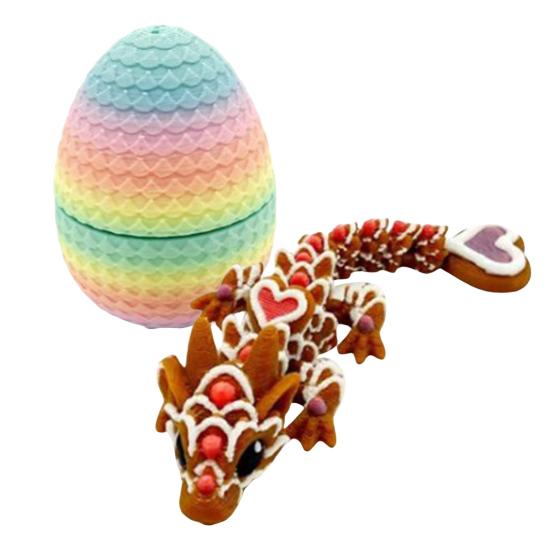 Яйцо Yousheng Small Mystery Dragon, 3D-печатное украшение в виде дракона, яркое цветное реалистичное пасхальное яйцо с полностью подвижным драконом