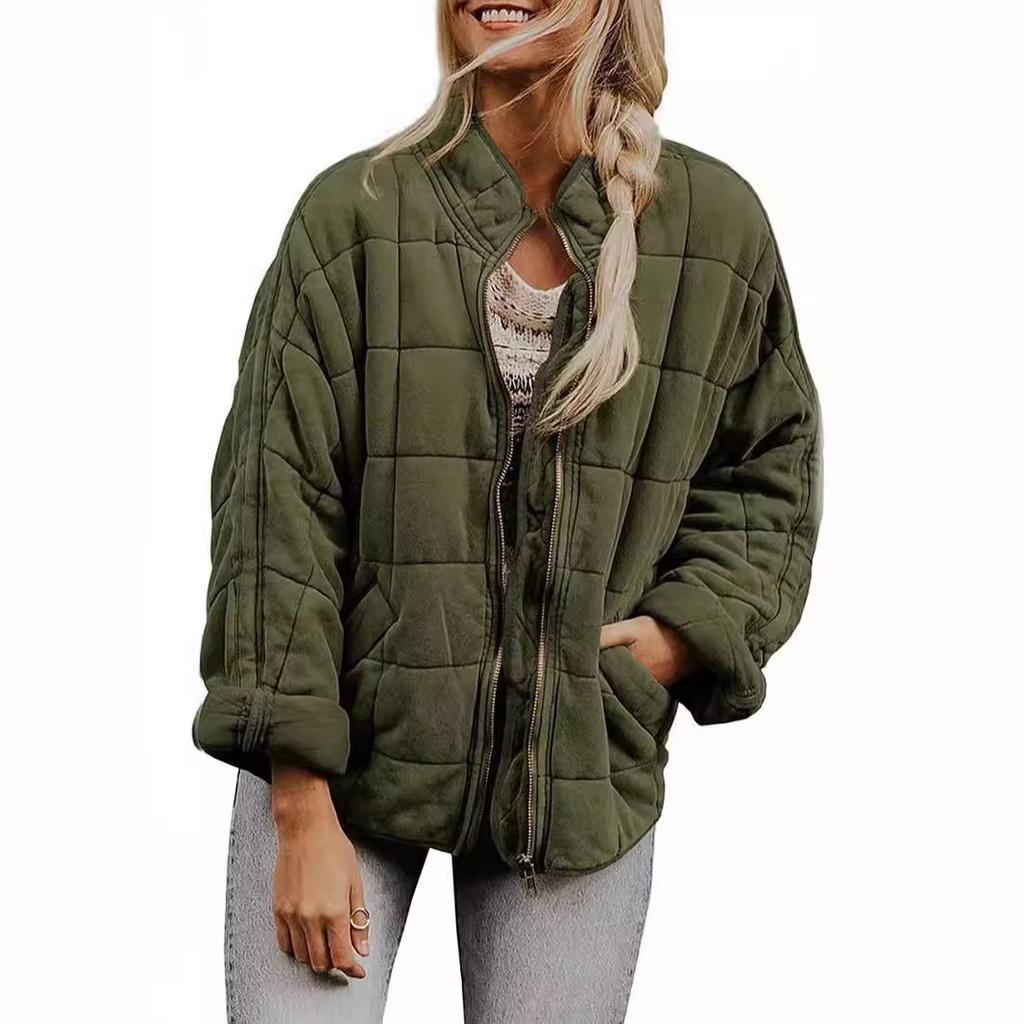 Women's Quilted Puffer Jacket with Multiple Colors, Lightweight Warm Coat, Casual Outerwear for Autumn Winter