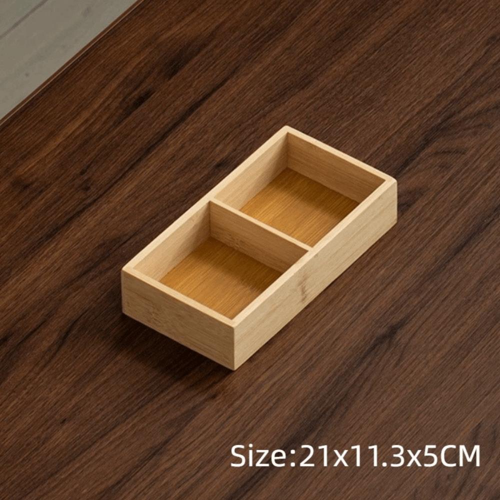 Multi-Grid Divided Plate Wooden Snack Storage Tray Reusable Bamboo Tray Candy