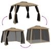Pavilion with Double Roof & Mesh Walls Taupe 2.93 x 2.93 m Steel