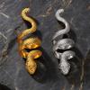 Exaggerated Snake Print Finger Band, Adjustable Open Snake Ring, Three-Dimensional Winding Design Animal Ring for Jewelry Gift