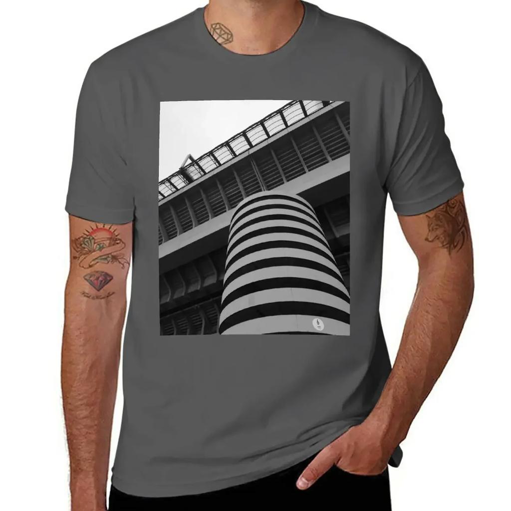 Колонна стадиона Сан-Сиро - Джузеппе Меацца Футболка быстросохнущая милая одежда эстетичная одежда мужские футболки с принтами аниме