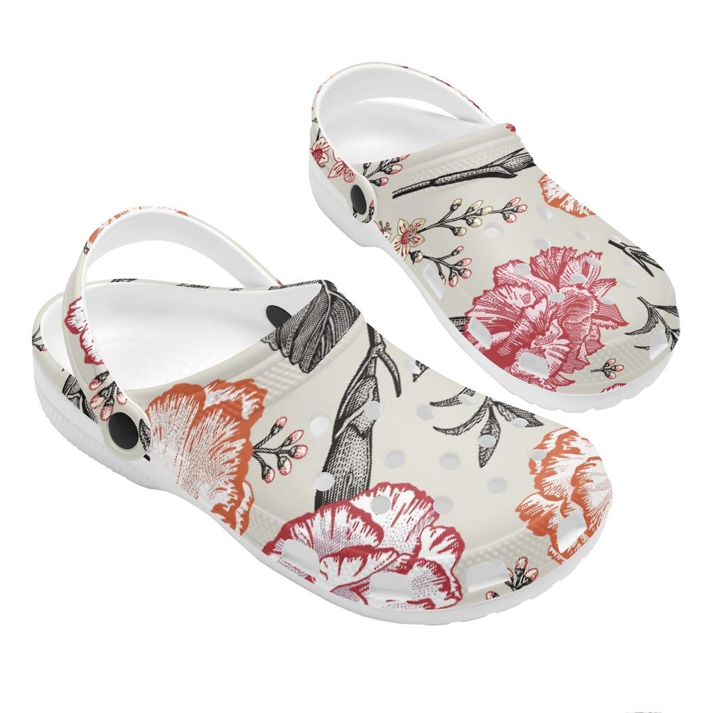 Women Men EVA Garden Clogs Bright Printed Flexible Soft Slip On Garden Shoes Beach Pool Bathroom Home Walking Shoes Home Use